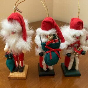 Vintage Santa Claus Nutcracker Christmas Ornaments Lot of 3